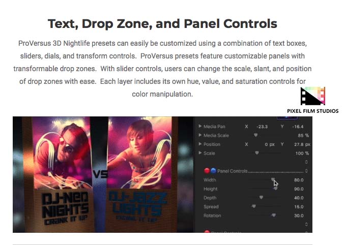 Pixel Film Studios - ProVersus 3D Nightlife - FCPX Plugins