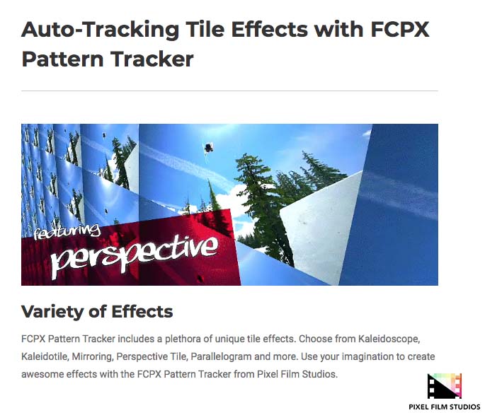 Pixel Film Studios - FCPX Pattern Tracker - FCPX Plugins