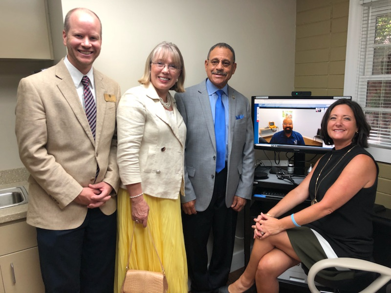 The Global Partnership for Telehealth team provided a demonstration of a live telehealth consult after the ribbon cutting ceremony.