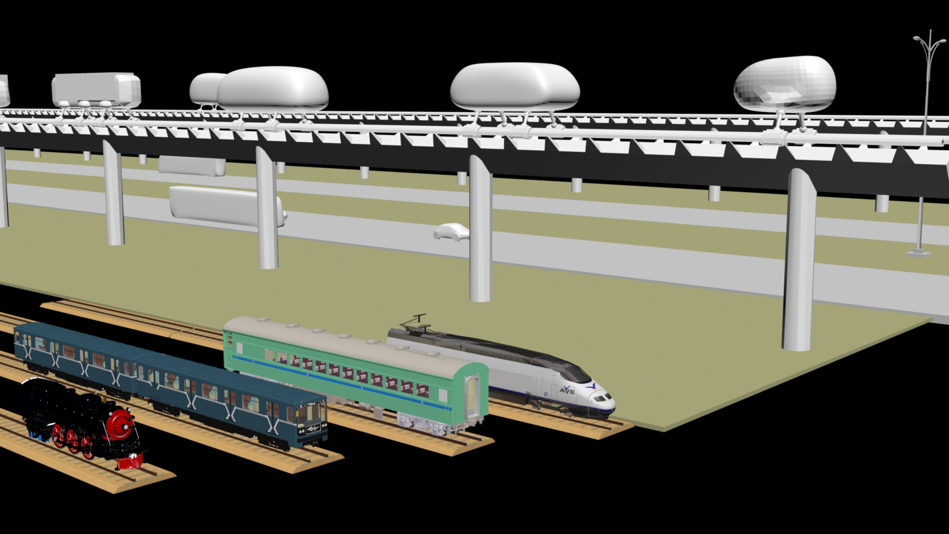 HSH Elevated Rail Systems in Scale to Traditional Trains
