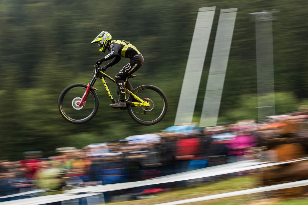 Monster Energy's Connor Fearon at the Mountain Bike World Cup in La Bresse, France