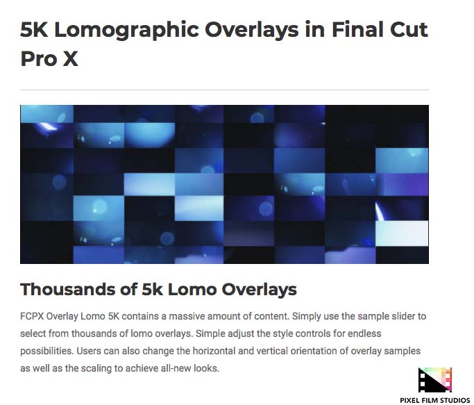 Pixel Film Studios - FCPX Overlay Lomo 5K - FCPX Plugins