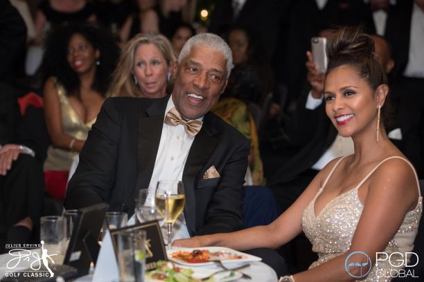 Julius "Dr. J" Erving and his wife, Dorys Erving smile during The Erving Ball & Pairings Party in Philadelphia