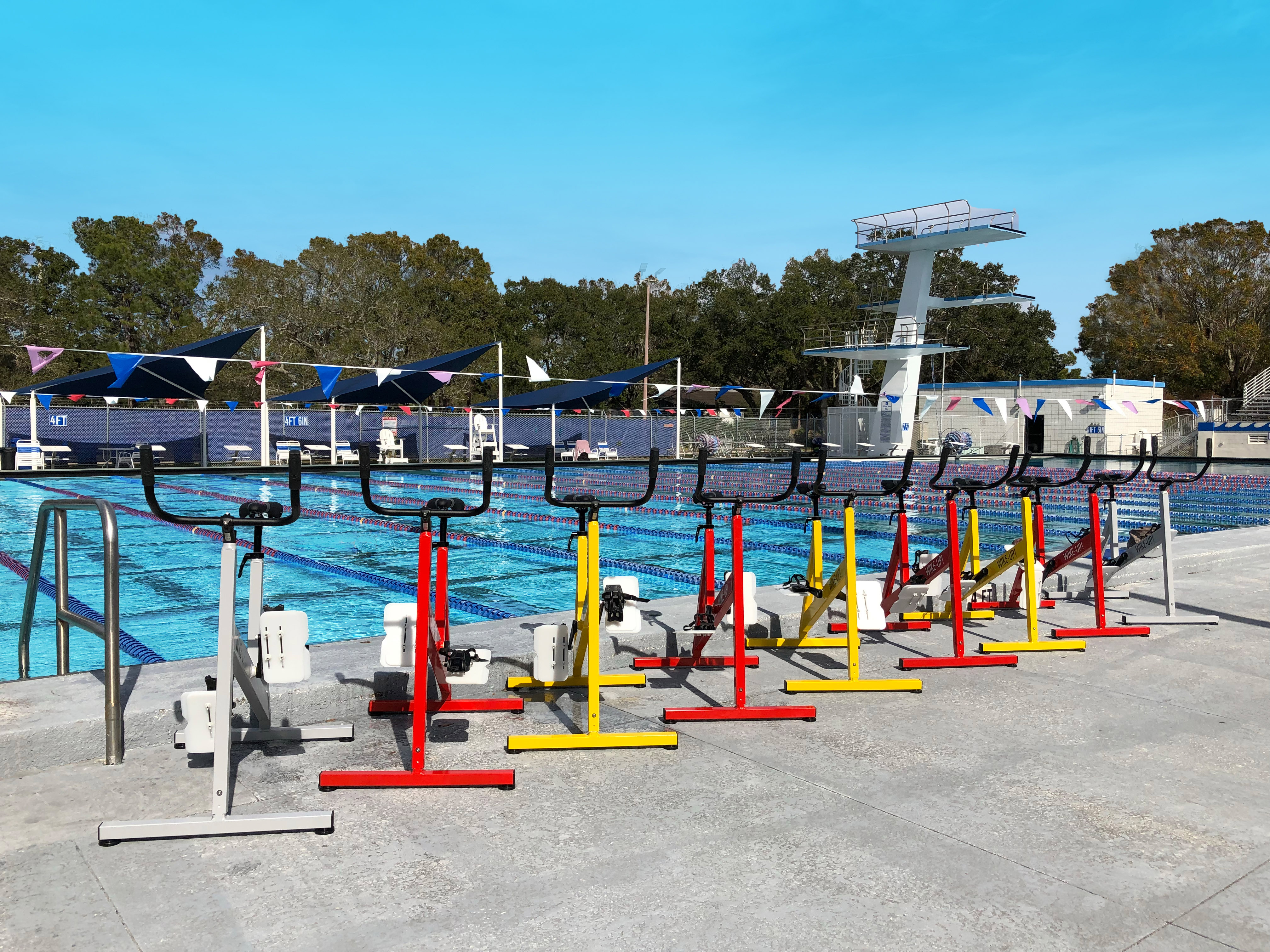 AquaNess By WIke-Up! Aquabikes in the public pool of Largo City, Florida