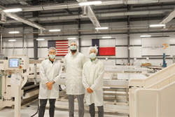 Pictured, Sam Martens of Mission Solar (Left) with TriSMART Solar's Co-Owner, Jon Morris (Center) and VP, Zach Hall (Right) while touring the Mission Solar Facility in San Antonio, TX