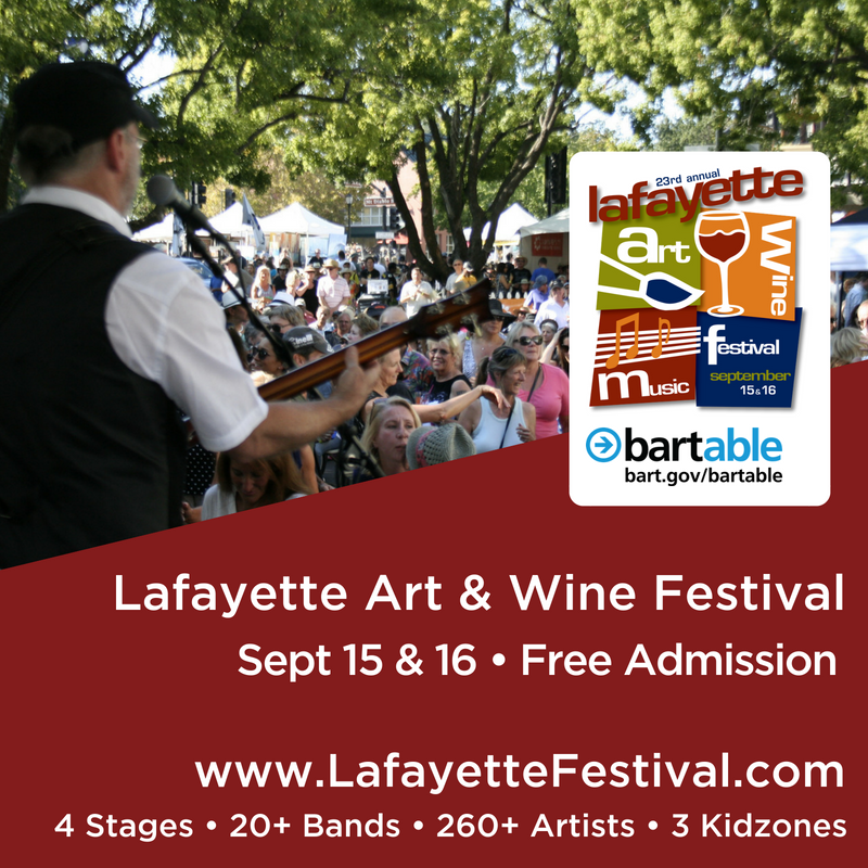 Lafayette Art & Wine Festival - Sept 15 & 16 - One block from Lafayette BART