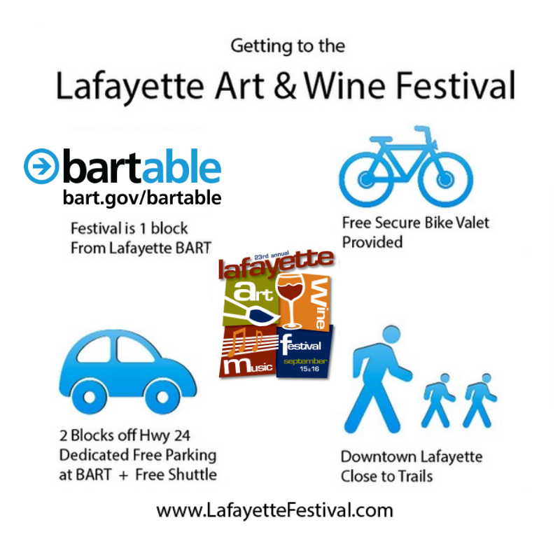 Take BART to the Lafayette Art + Wine Festival  -- it's just one block from Lafayette BART #BARTable