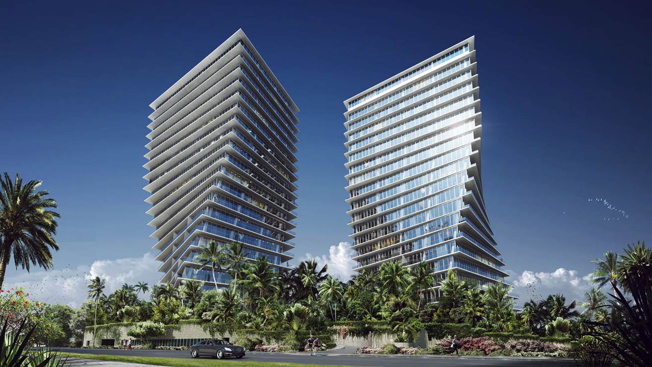 Biscayne Bay triumph: The Grove at Grand Bay applied a PENETRON ADMIX-treated concrete mix for the oversized pile caps in the distinctive twin 20-floor luxury residential towers.