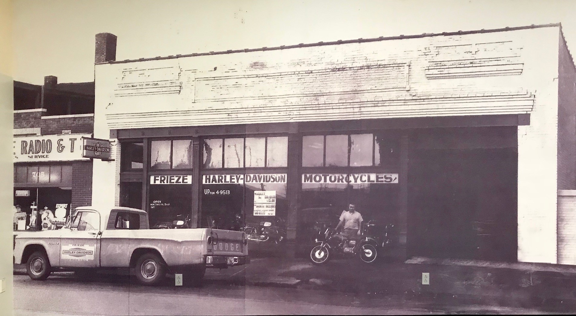 Mural of the original Frieze Harley-Davidson dealership.