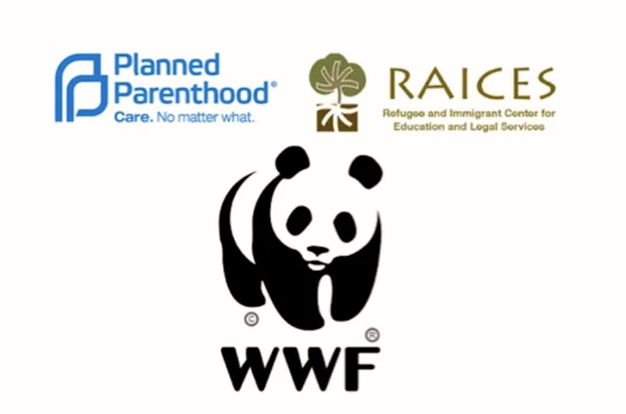 He Started It! will support 3 charities: Planned Parenthood, RAICES, World Wildlife Fund
