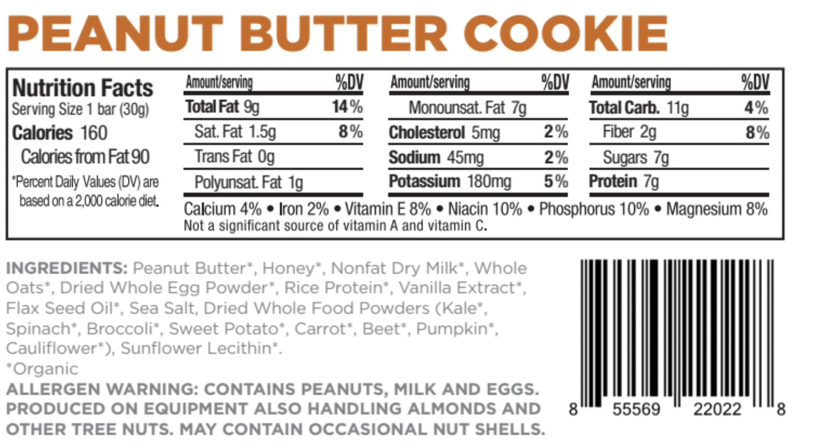 Peanut Butter Cookie Nutrition & Ingredients