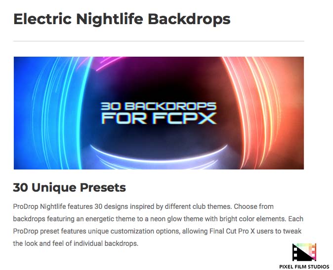 Pixel Film Studios - ProDrop Nightlife - FCPX Plugins