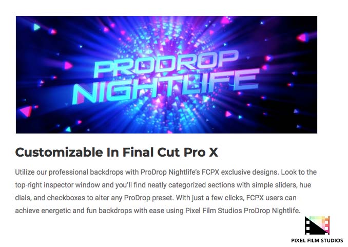 Pixel Film Studios - ProDrop Nightlife - FCPX Plugins