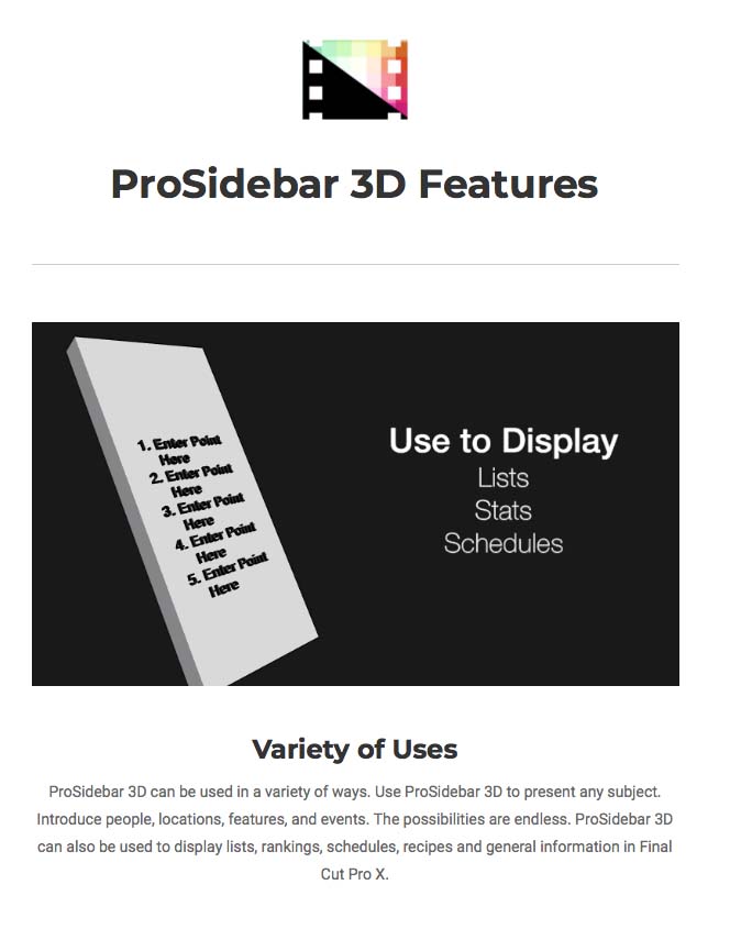 Pixel Film Studios - ProSidebar 3D Summer - FCPX Plugins