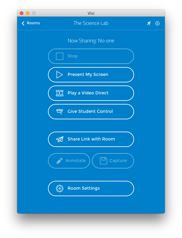 Vivi screen mirroring app showing main screen for teachers