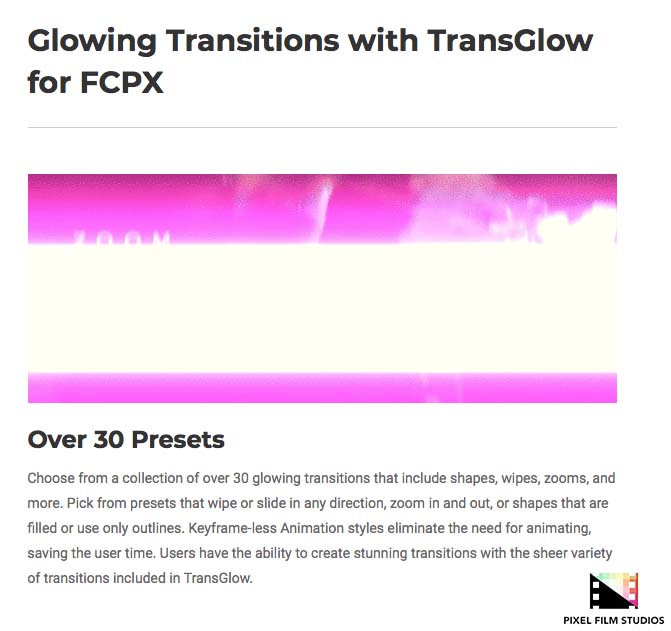 Pixel Film Studios - TransGlow - FCPX Plugins