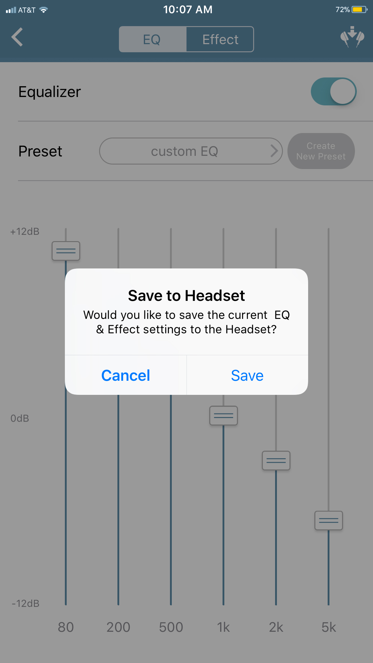 Customizable sound effects saved into headset travel with it for users to enjoy across other music apps and iOS devices