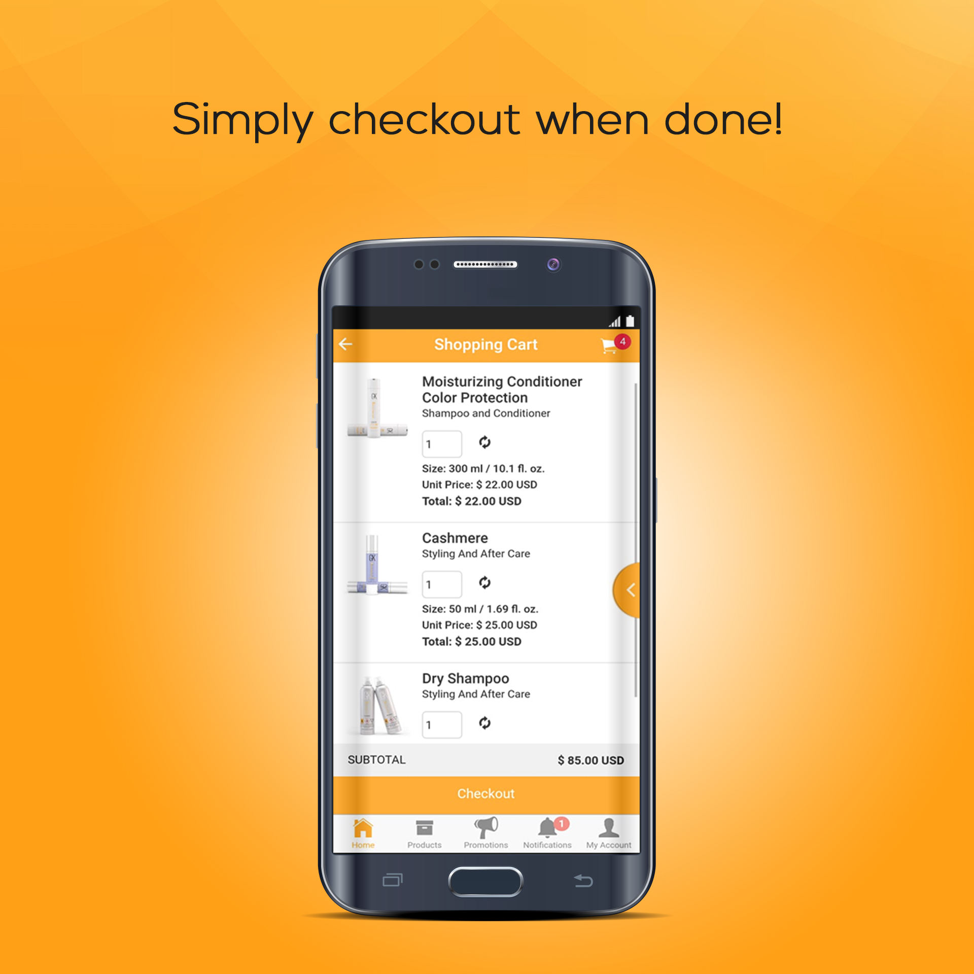 GKhair Shopping App Checkout Screen