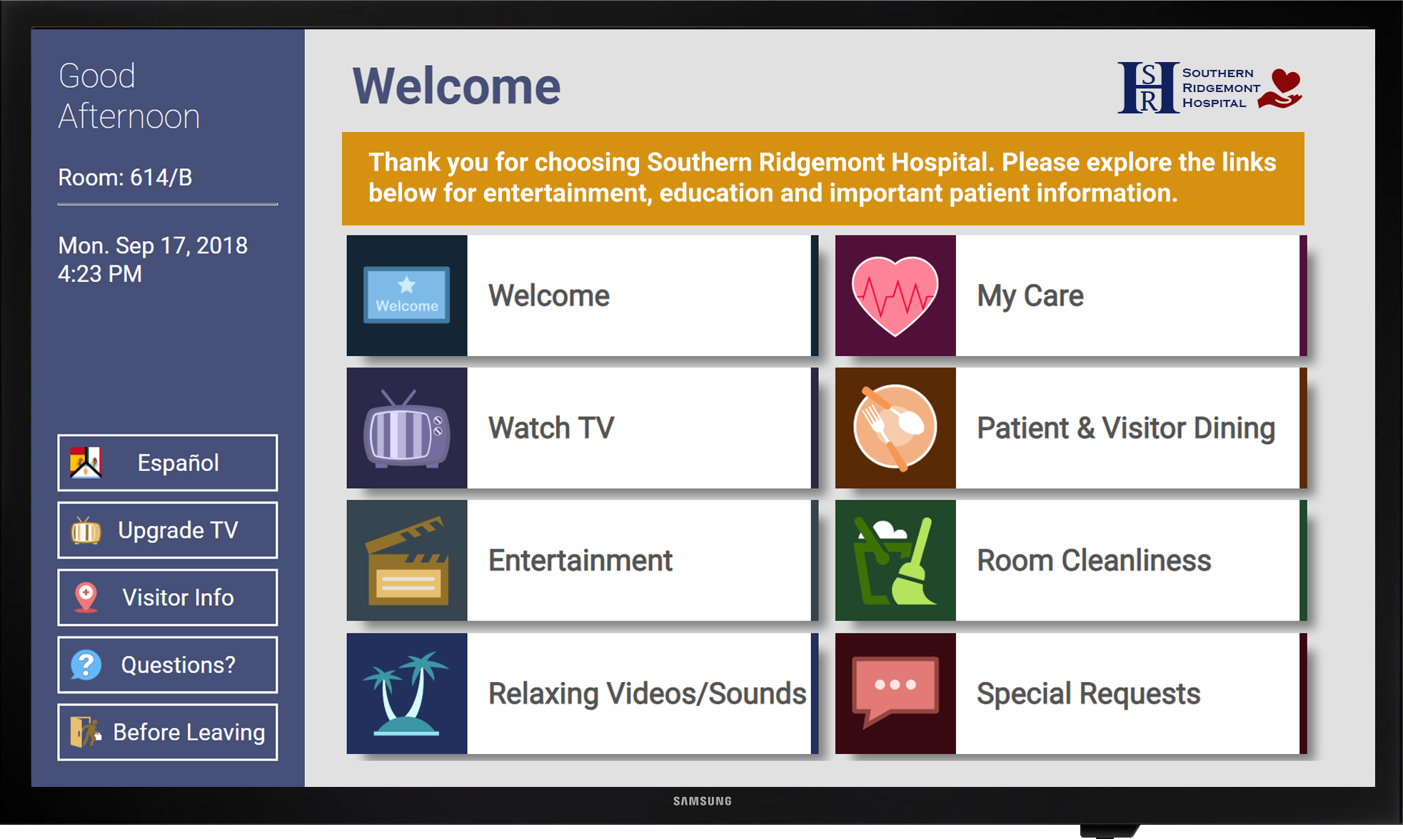 Allen's E3 Interactive Patient Engagement Solution on Samsung's Tizen Smart TVs improves the hospital patient experience.