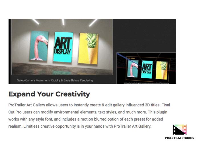 Pixel Film Studios - ProTrailer Art Gallery - FCPX Plugins