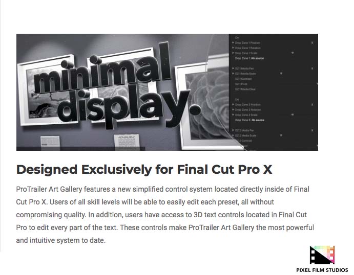 Pixel Film Studios - ProTrailer Art Gallery - FCPX Plugins