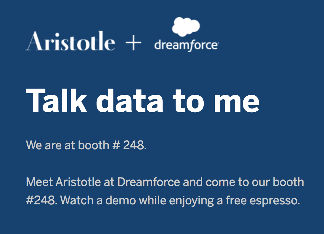Find Bouquet.ai at Dreamforce 2018 at Booth 248.