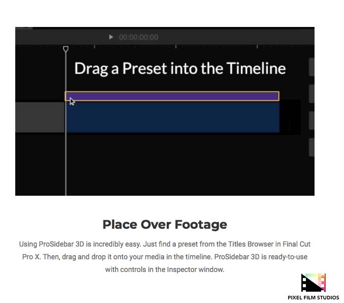 Pixel Film Studios - ProSidebar 3D Gallery - FCPX Plugins
