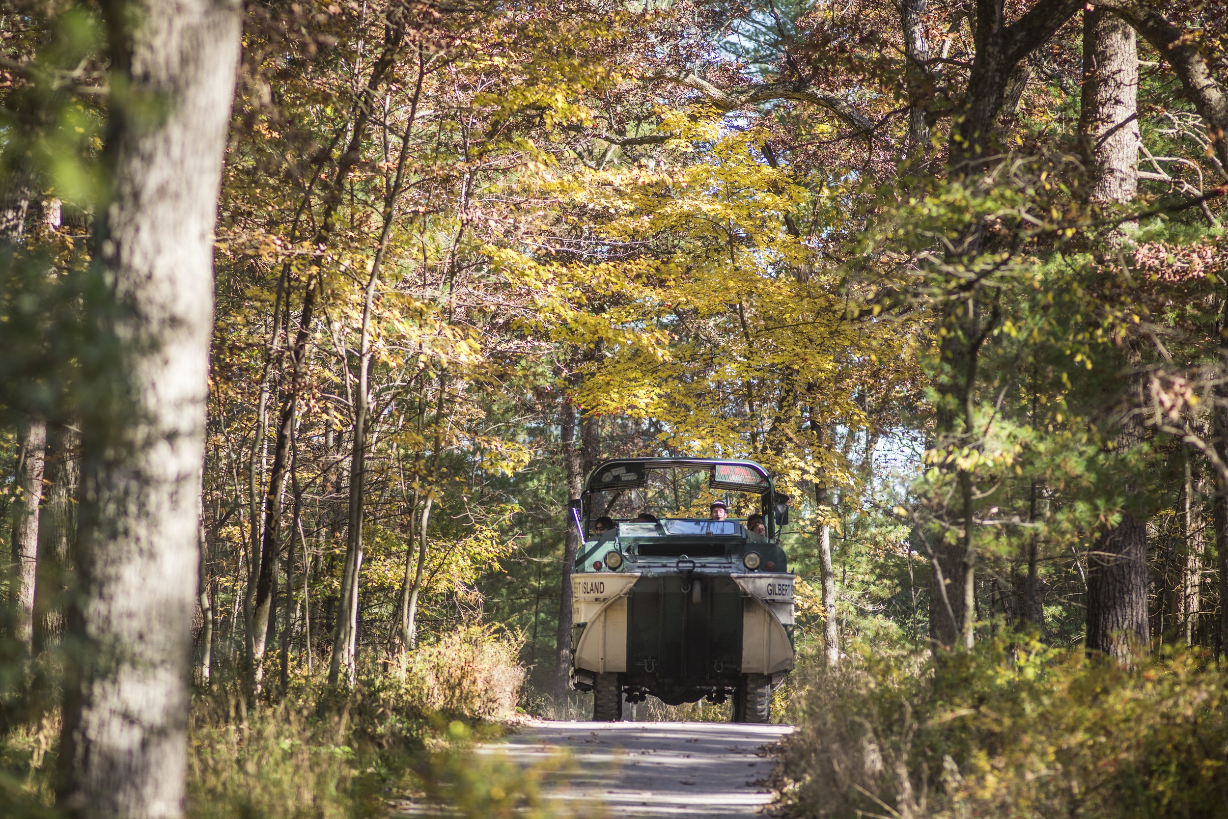 Fall tours are offered daily aboard Original Wisconsin Ducks along exclusive wilderness trails.