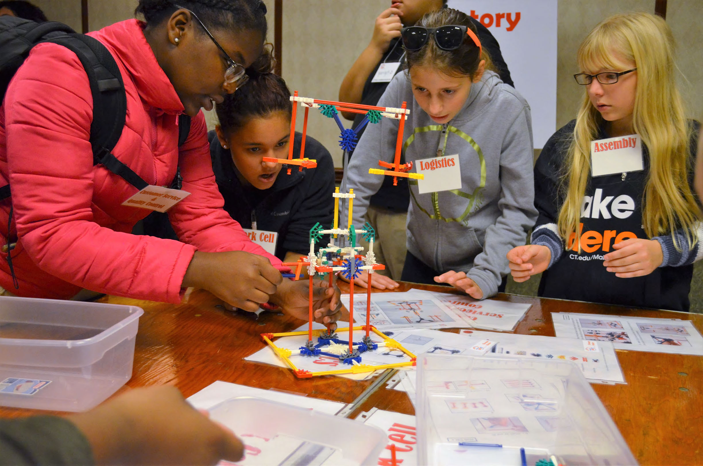 Middle school students learn about teamwork and production at Connecticut. Dream It. Do It. Manufacturing Mania.