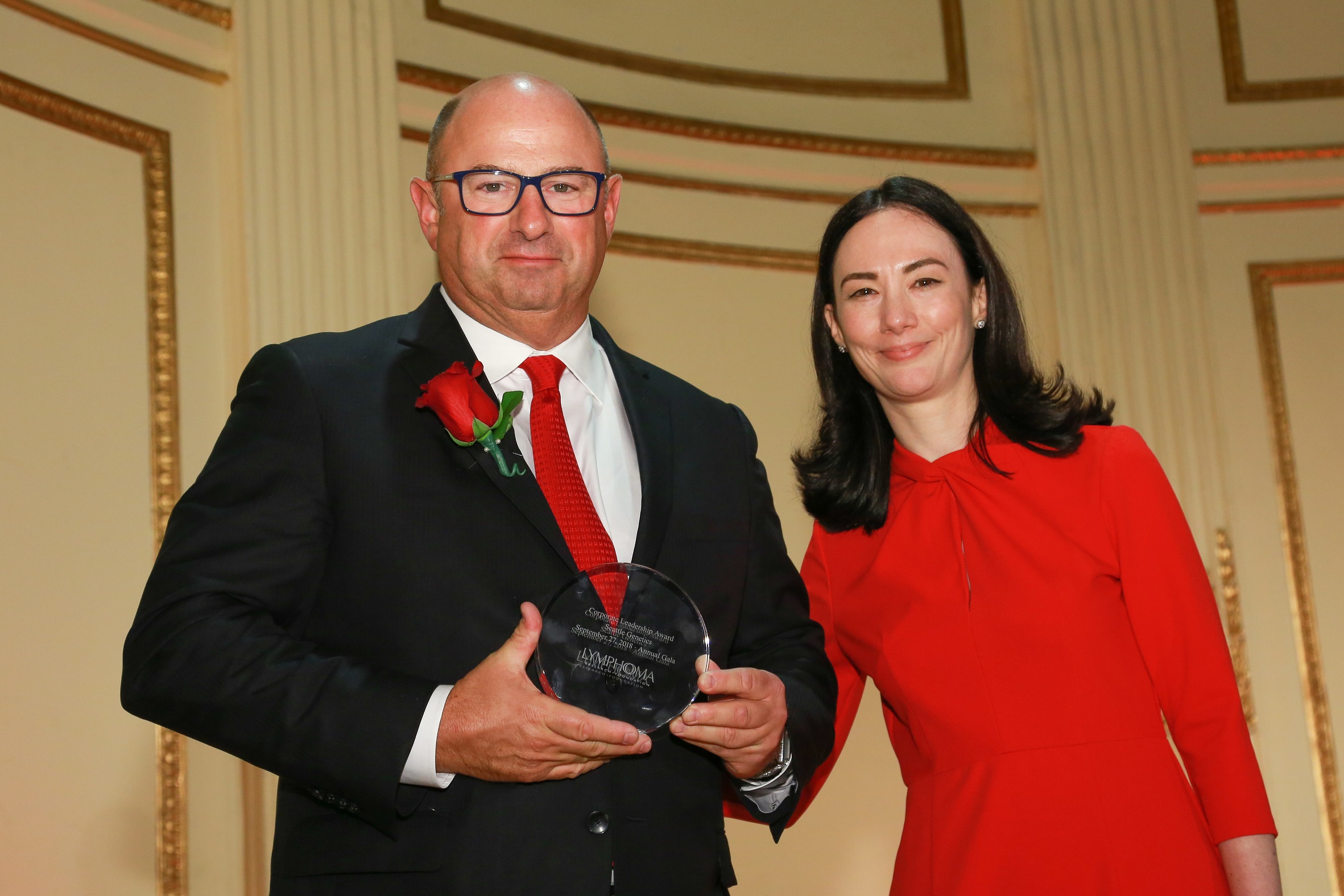 Clay Siegall (Seattle Genetics, CEO) and Meghan Gutierrez (Lymphoma Research Foundation, CEO)