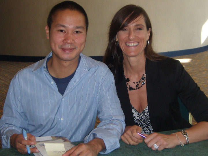 Dr. Nathalie Beauchamp and Tony Hsieh at an eWomen Network conference in Dallas.