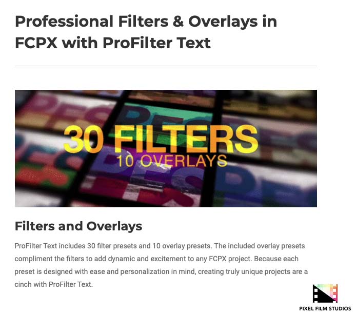 Pixel Film Studios - ProFilter Text - FCPX Plugins