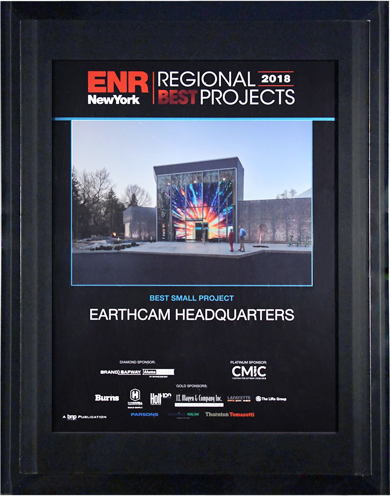 A panel of jurists selected the EarthCam Headquarters as the ENR New York Best Small Project of 2018.