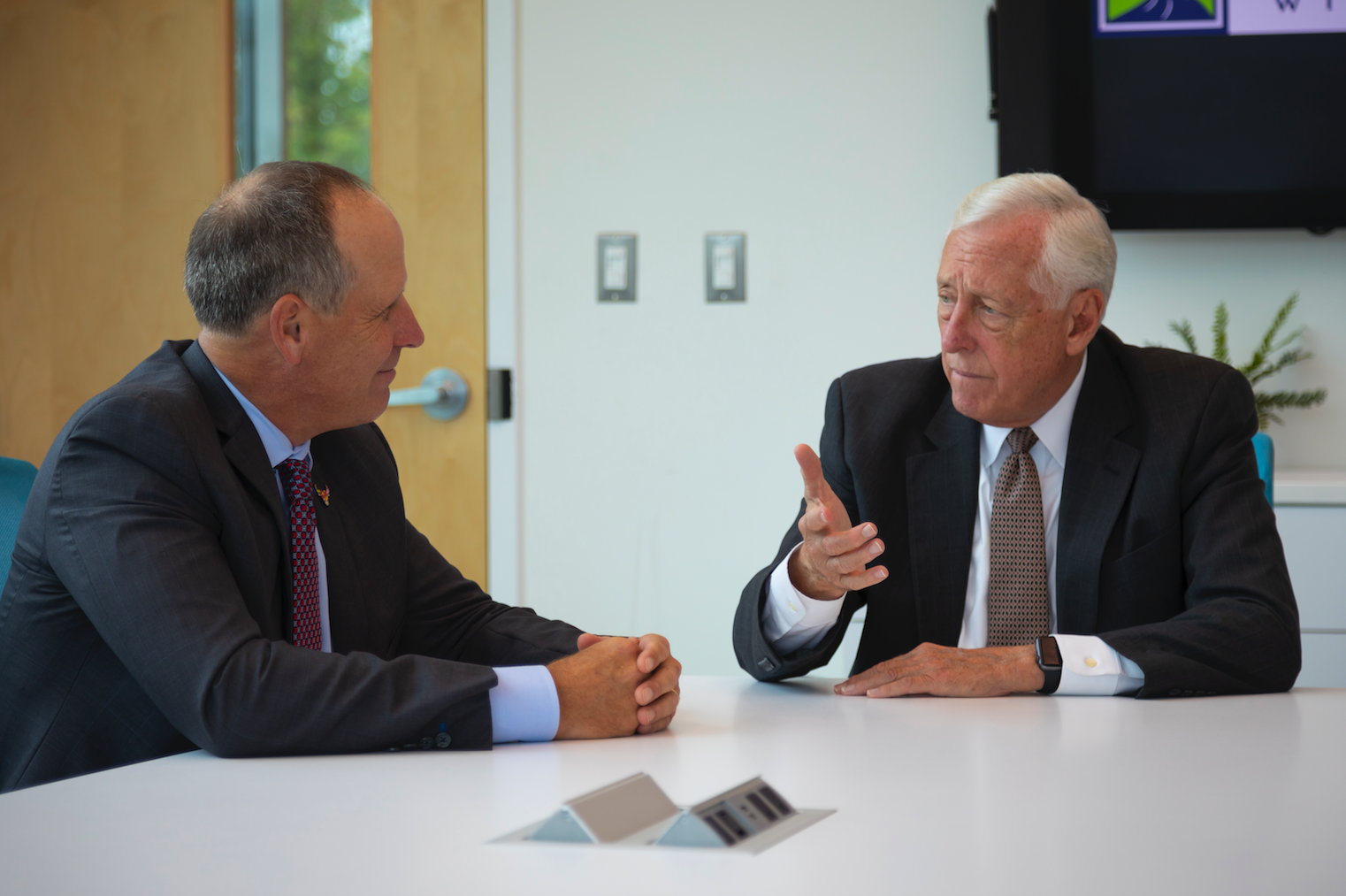 Congressman Steny Hoyer and Thompson Creek Window Company President Rick Wuest discuss how government and business can work together to promote manufacturing in America.