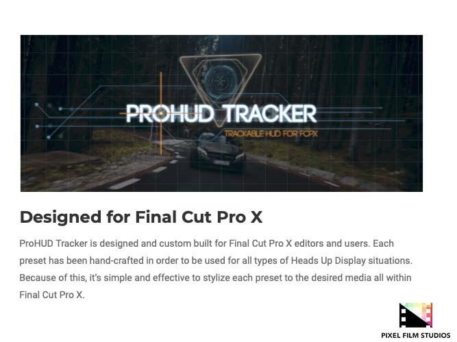 Pixel Film Studios - ProHUD Tracker- FCPX Plugins