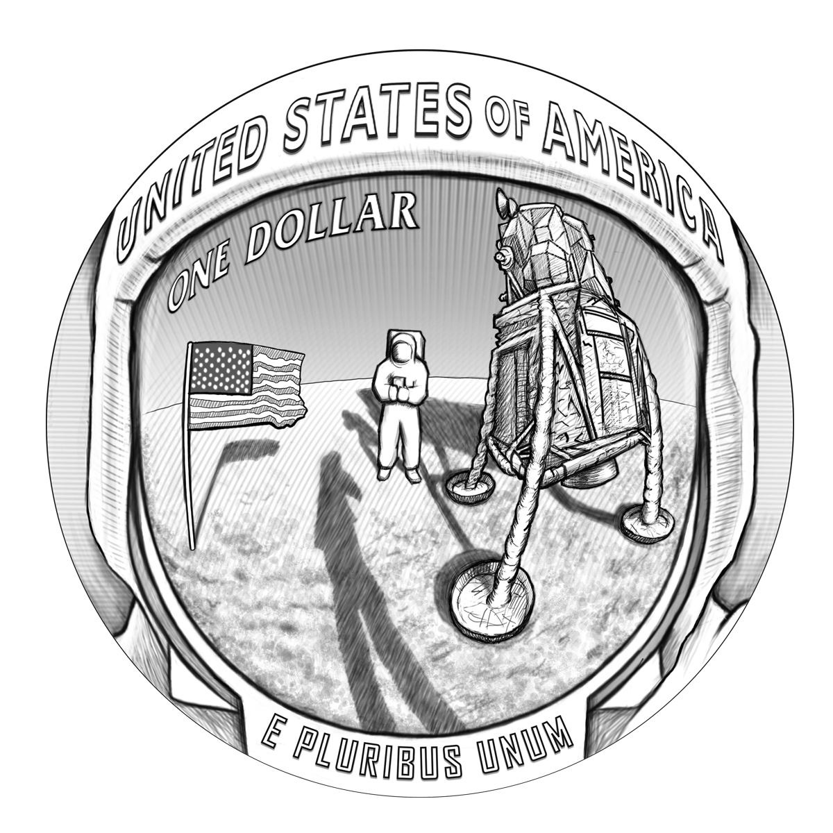 Apollo 11 50th Anniversary Commemorative Coin Reverse