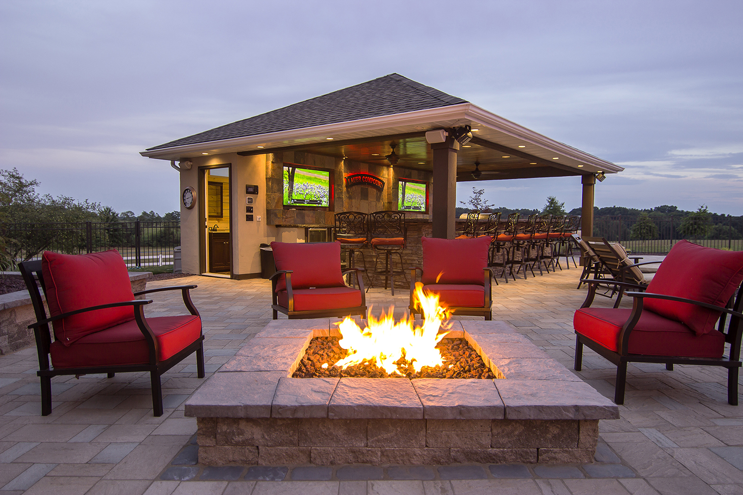 The outdoor fire pit has been redefined with its integration into furniture and architectural features. Photo: Hearth Products Control Co.