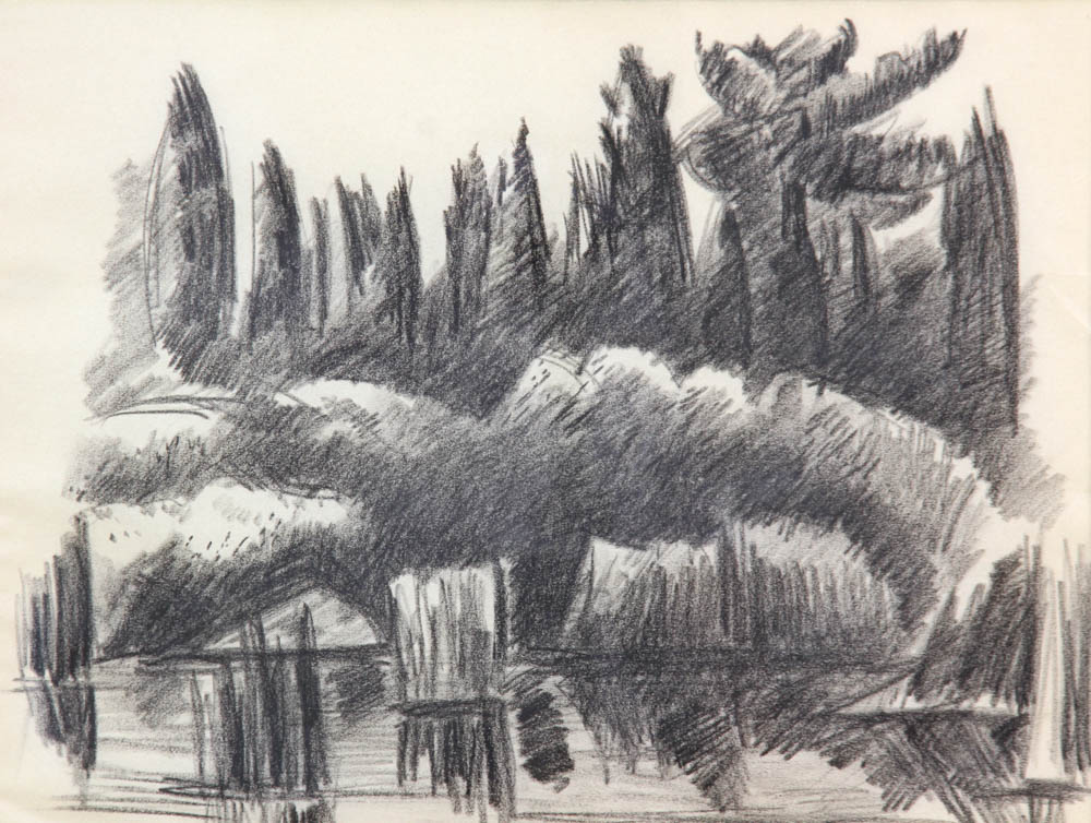 Marsden Hartley (1877-1943), 'Forest Scene', charcoal on paper