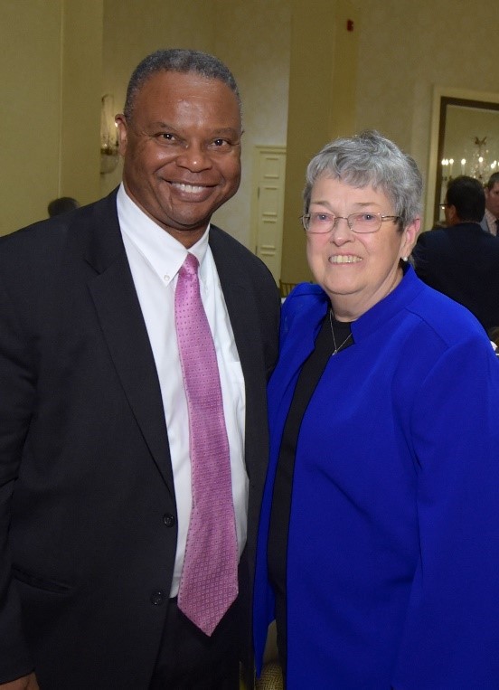 Hospice of Westchester “In Celebration” Gala sponsor Max Gaujean Esq. from Brown, Gaujean, Kraus, Sastow PLLC with CEO Mary K. Spengler, M.S.