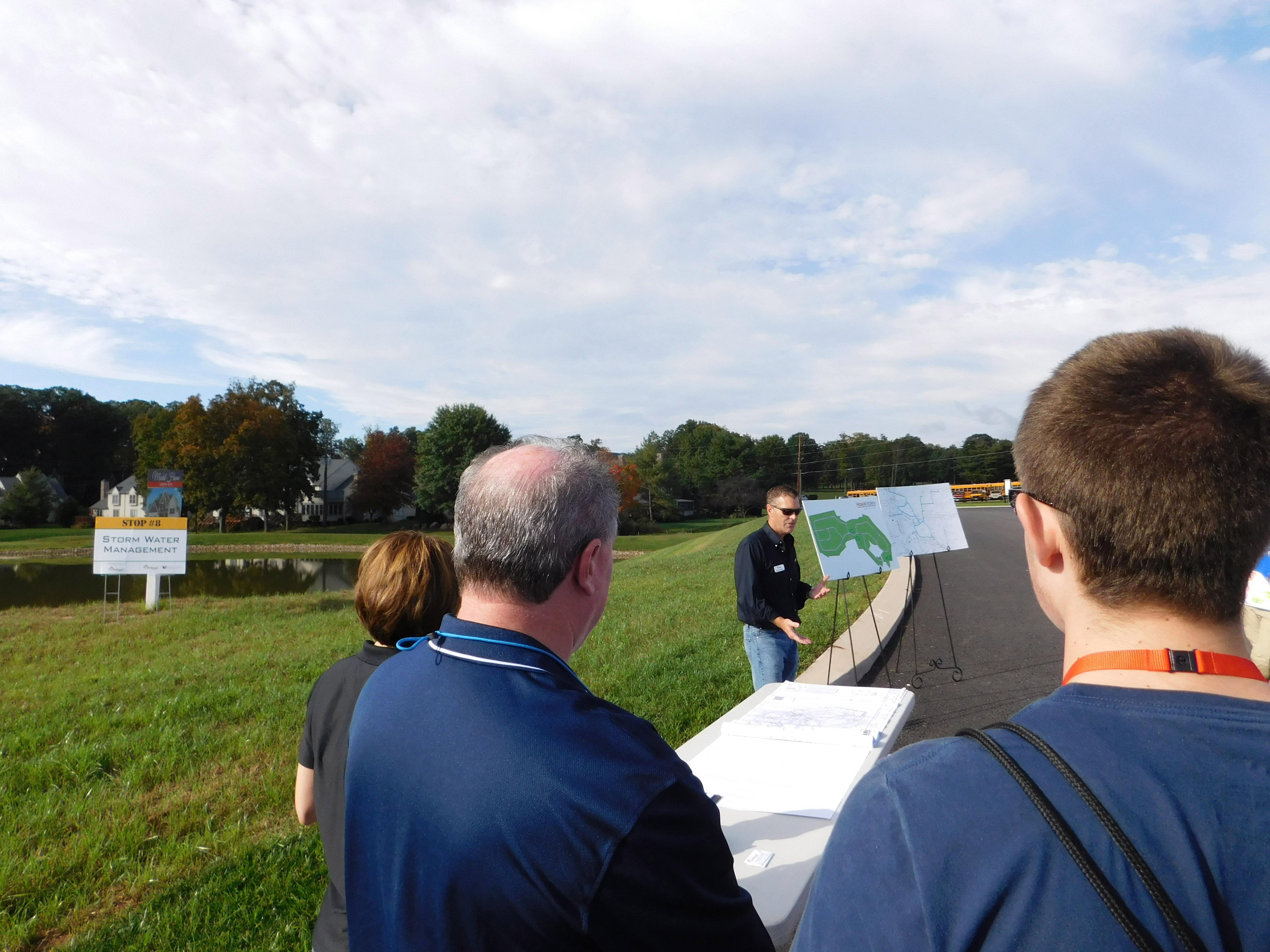 Students gather to learn more about Storm Water Management from David Schreder, Director of Land Development for Landmark Homes.