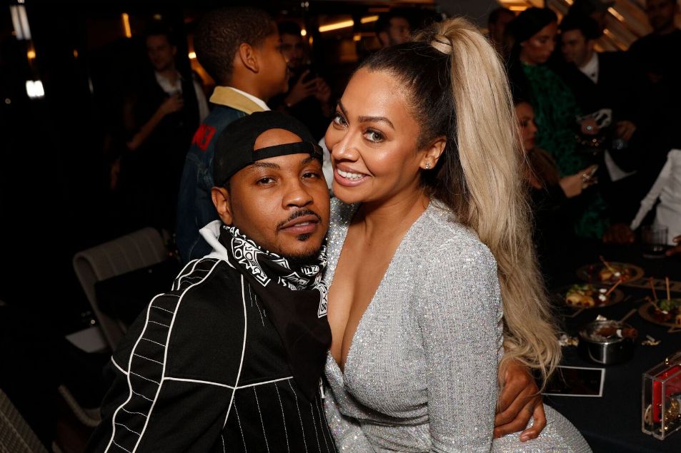 Carmelo and La La Anthony attend a launch party for the new line of men’s skin care, Lumiere de Vie Hommes, on board the Utopia IV superyacht.