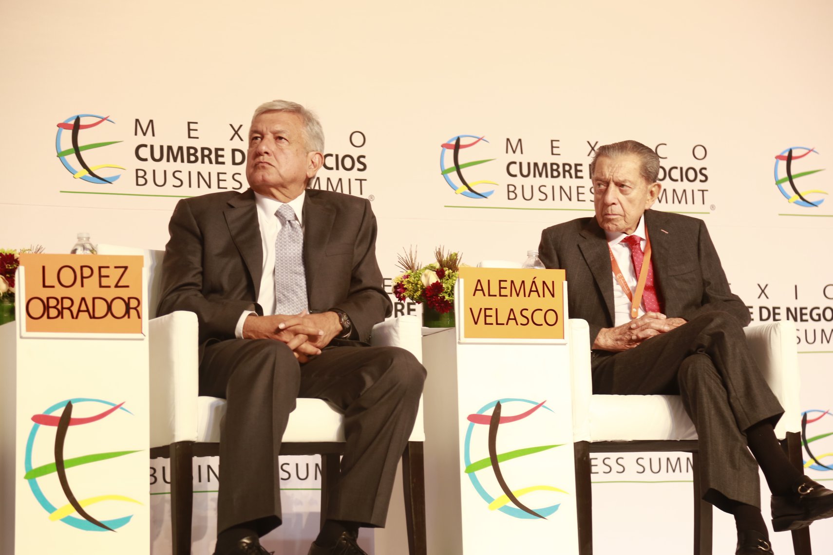 Andres Manuel Lopez Obrador and MIguelAleman Velasco at the Mexico Business Summit