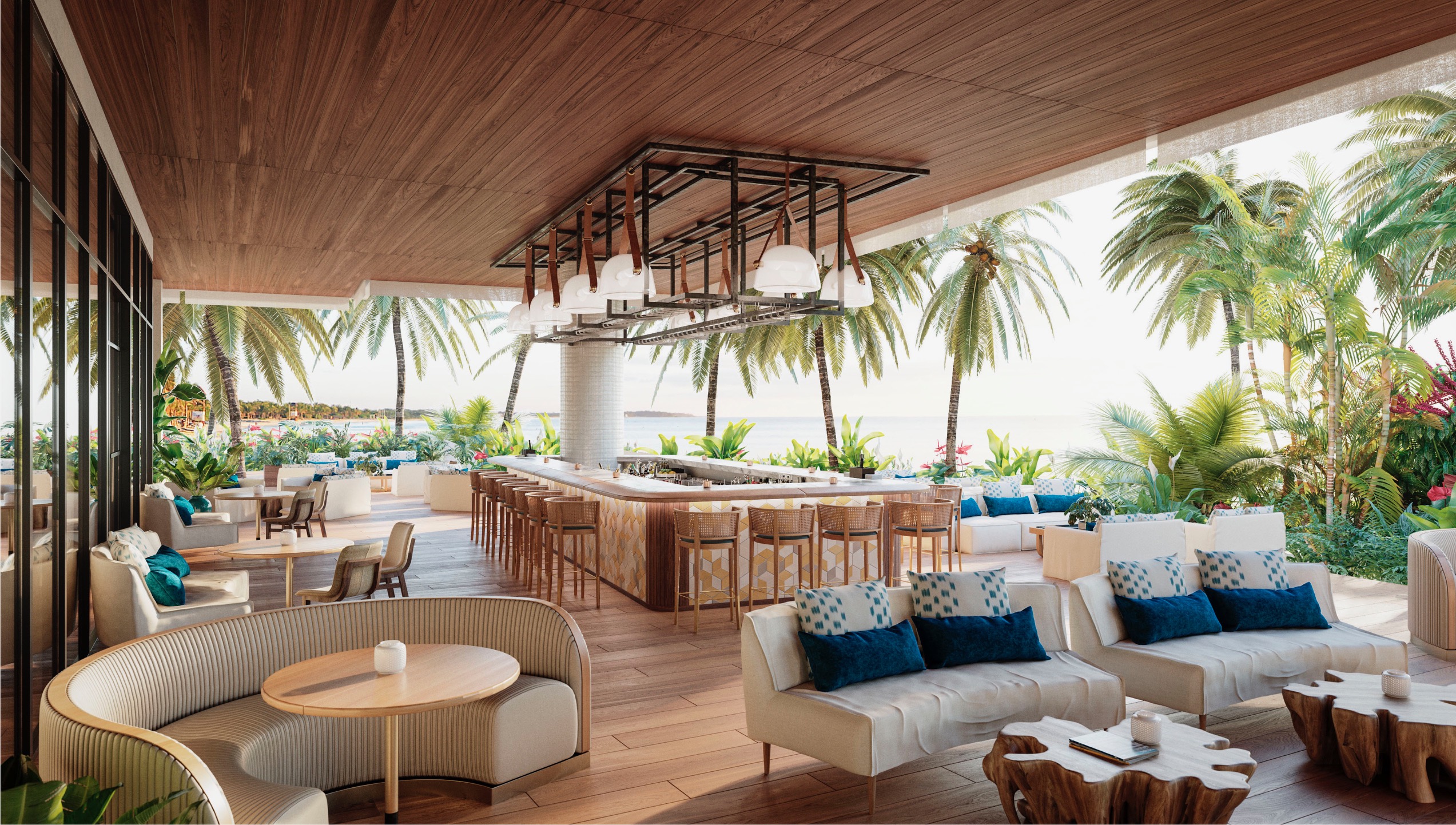 DUNE's outdoor dining terrace at Auberge Beach Residences & Spa