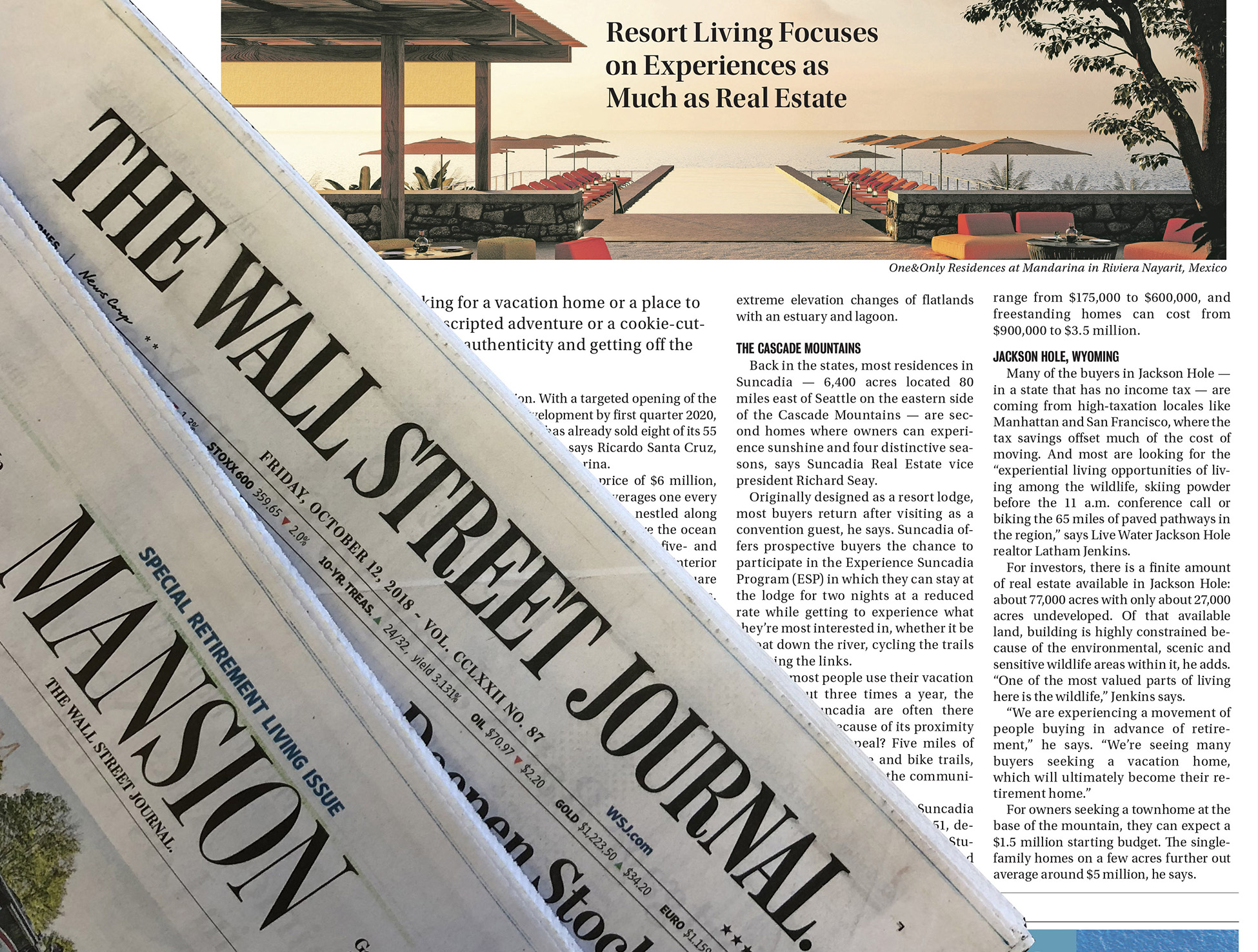Resort Living Focuses on Experiences as Much as Real Estate, published in the Wall Street Journal, Oct 12, 2018