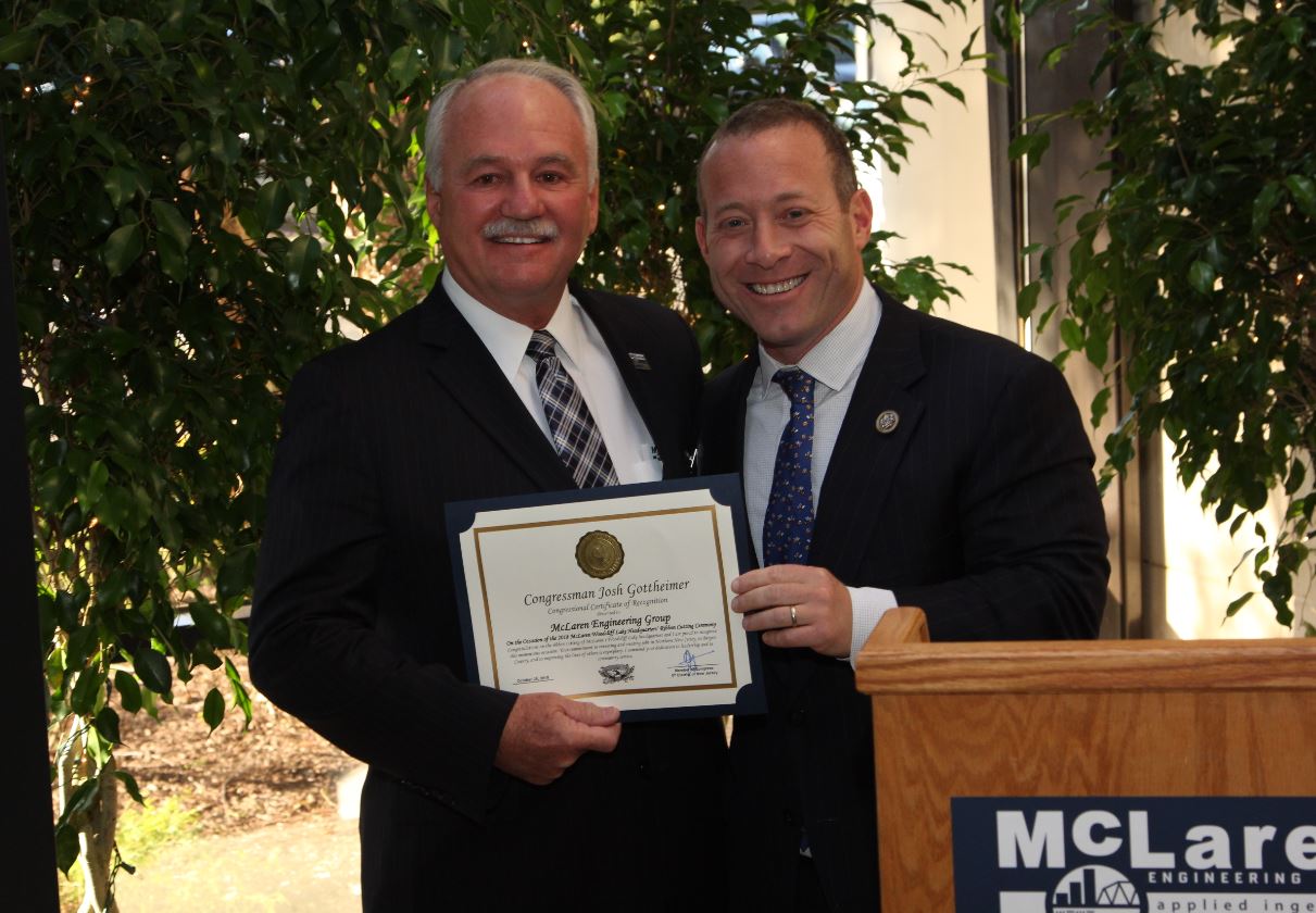 McLaren Engineering Group's president and CEO Malcolm McLaren with Congressman Josh Gottheimer (N.J.-5), who spoke at the event.
