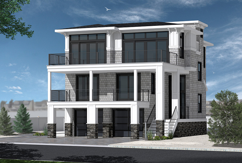 New construction available from Walters Realty located at 3 East Mercer Avenue in Harvey Cedars. The five-bedroom, three-and-a-half-bathroom home is listed at $2,100,000.