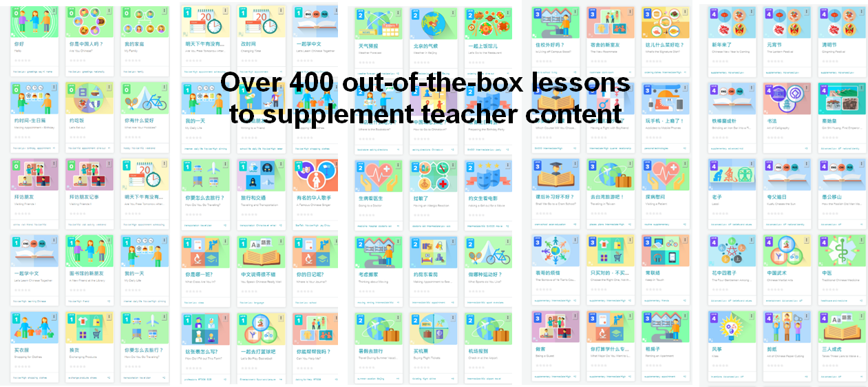 Over 400 classroom-ready content to choose from