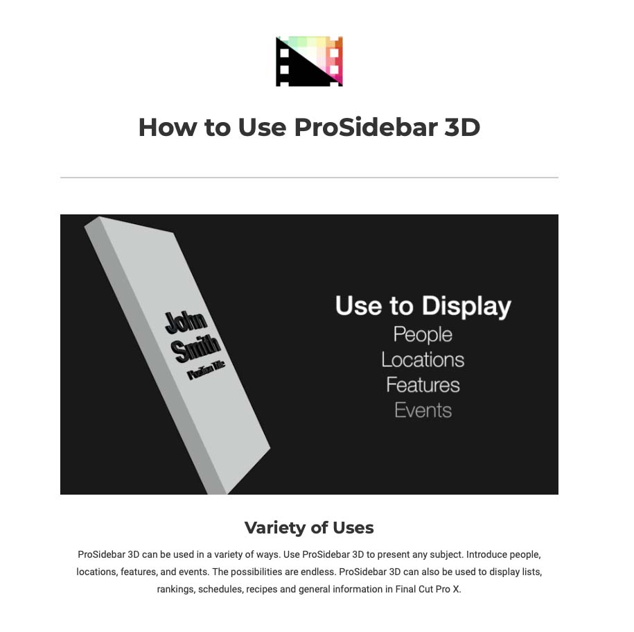 Pixel Film Studios - ProSidebar 3D News - FCPX Plugins