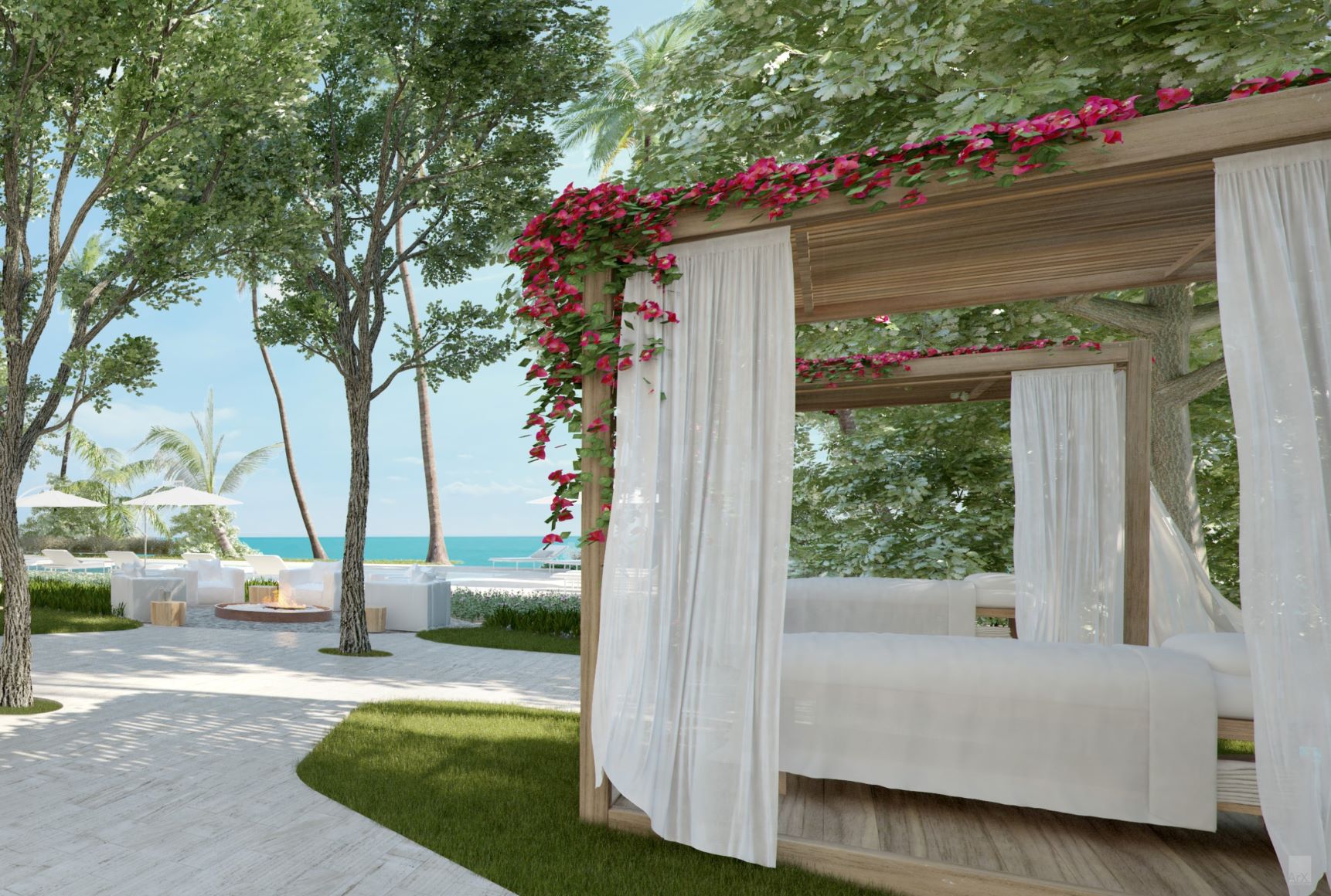 Outdoor garden treatment cabanas at The Spa at Auberge Beach