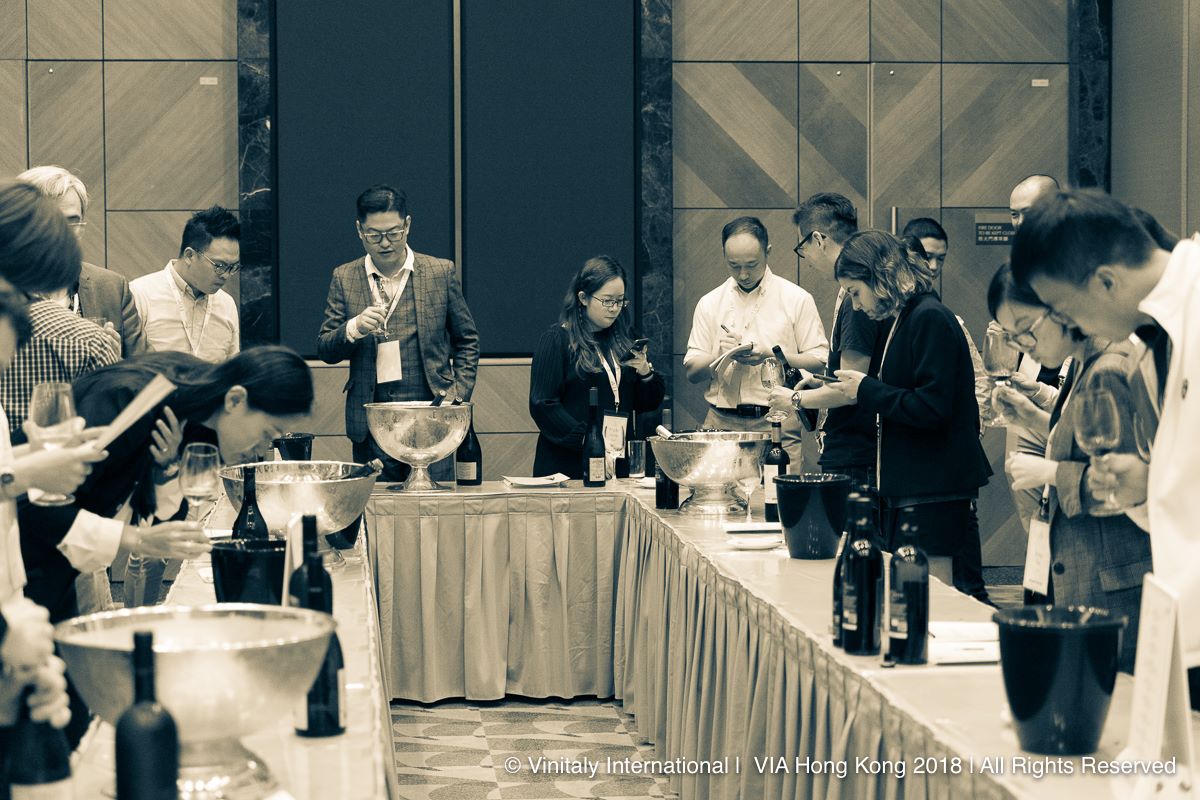 VIA candidates practising tasting during one of the Tasting Labs organized in collaboration with Italian wine consortiums